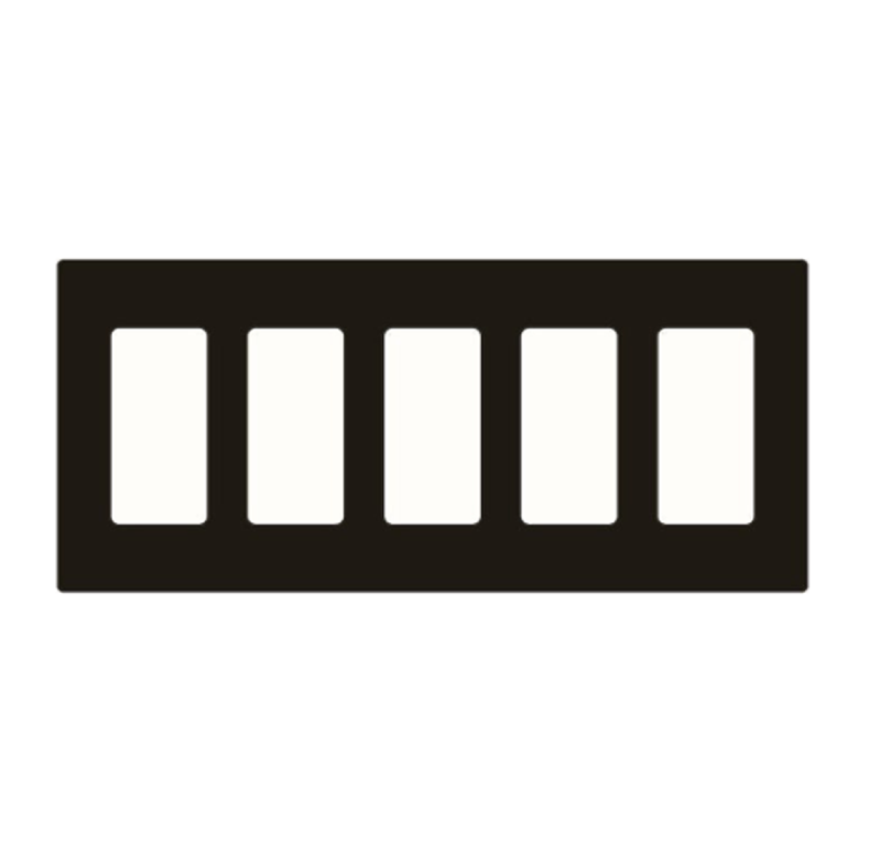 Screwless Decorator Five-Gang Wall Plate Dark Bronze Finish