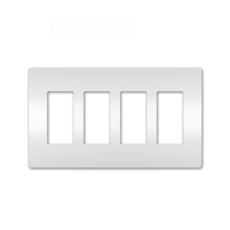 Screwless Decorator Four-Gang Wall Plate Matte White Finish