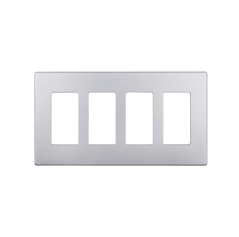 Screwless Decorator Four-Gang Wall Plate Silver Finish