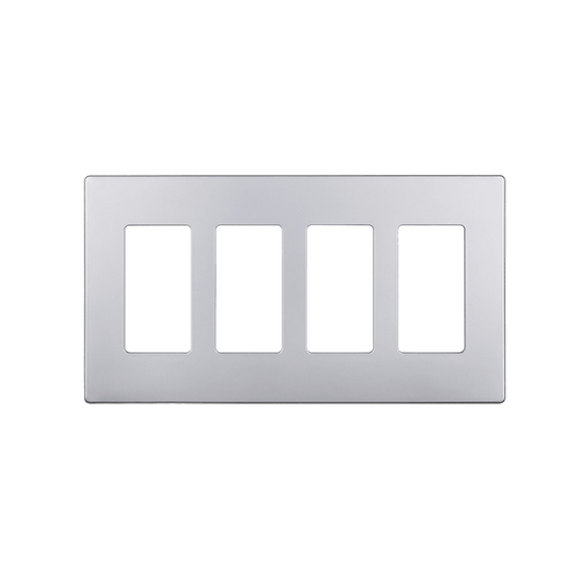 Screwless Decorator Four-Gang Wall Plate Silver Finish
