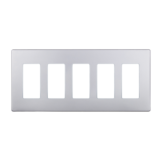 Screwless Decorator Five-Gang Wall Plate Silver Finish