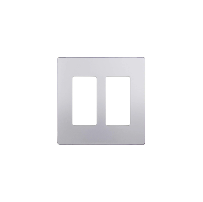 Screwless Decorator Two-Gang Wall Plate Silver Finish