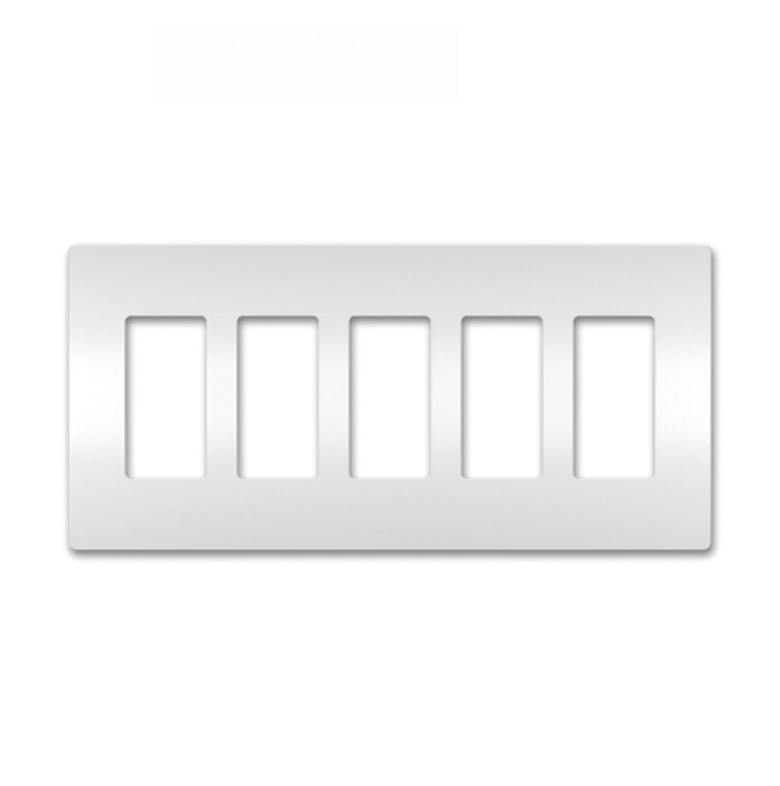 Screwless Decorator Five-Gang Wall Plate Matte White Finish