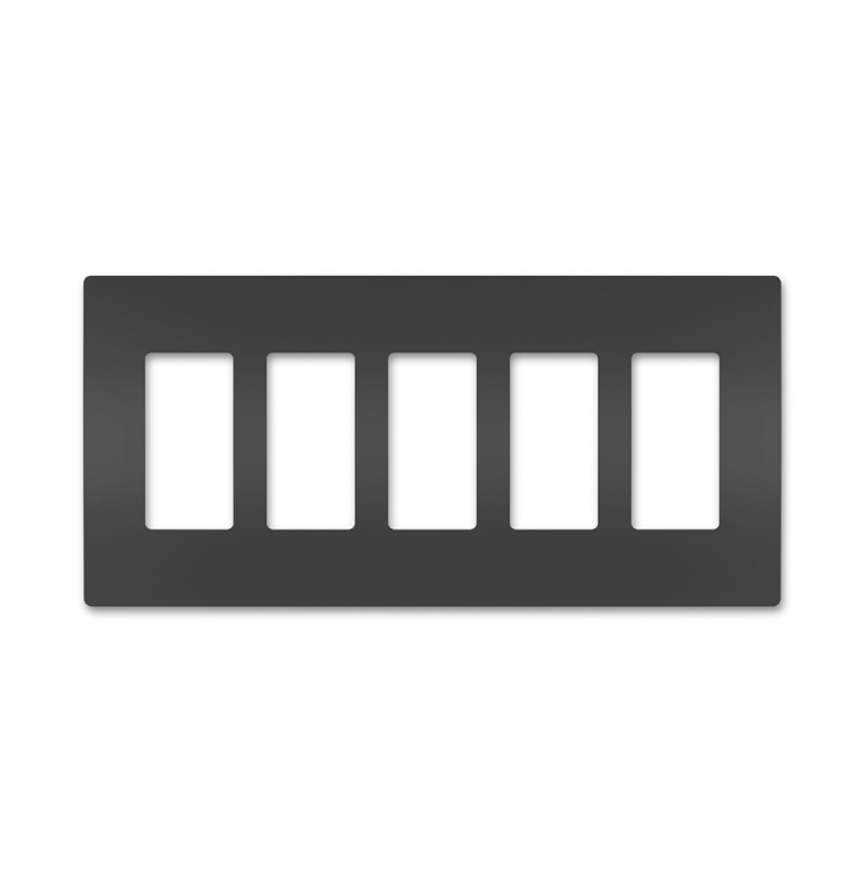 Screwless Decorator Five-Gang Wall Plate Matte Black Finish
