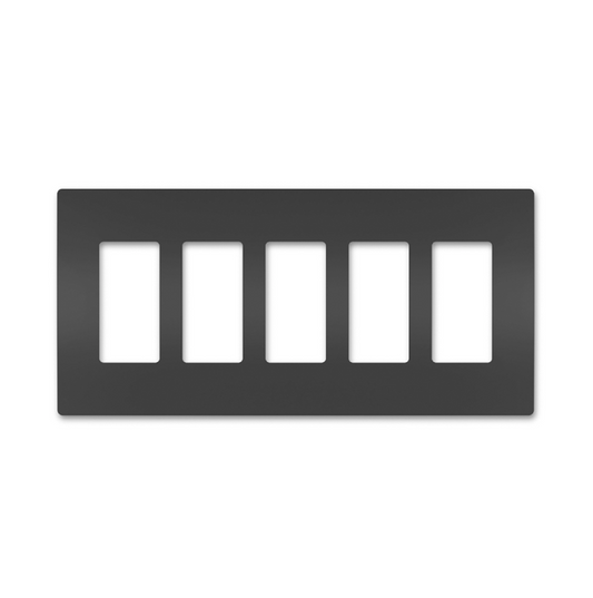 Screwless Decorator Five-Gang Wall Plate Matte Black Finish