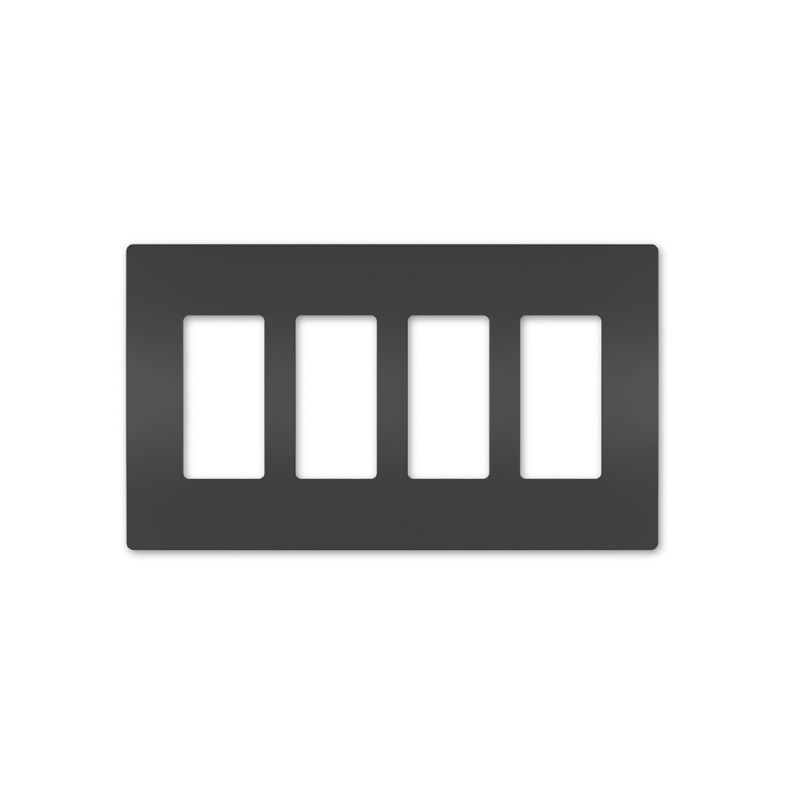 Screwless Decorator Four-Gang Wall Plate Matte Black Finish