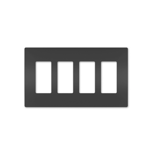 Screwless Decorator Four-Gang Wall Plate Matte Black Finish