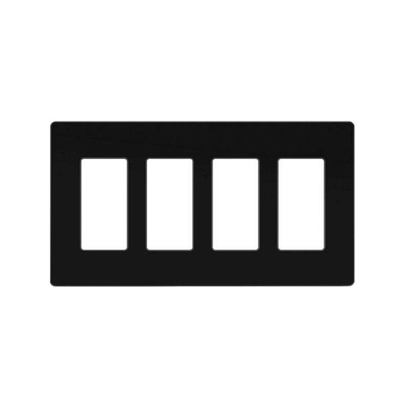 Screwless Decorator Four-Gang Wall Plate Glossy Black Finish