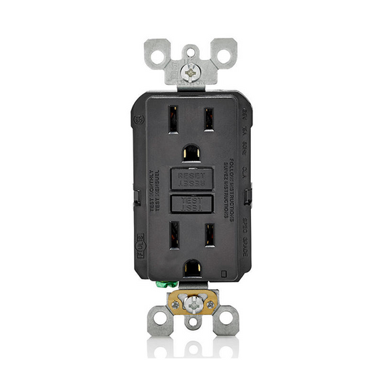 Self-Test GFCI 15A Decorator Duplex Receptacles with SafeLock Protection Matte Black Finish