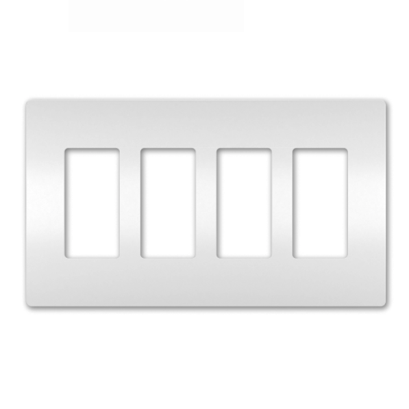 Screwless Decorator Four-Gang Wall Plate Matte White Finish