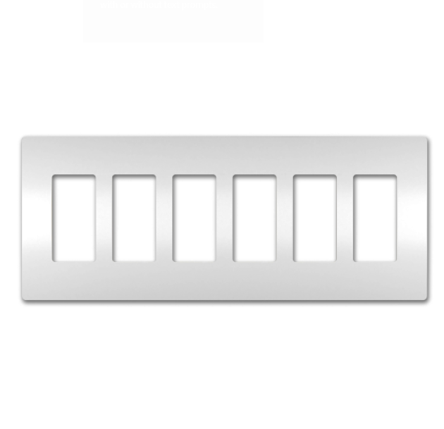 Screwless Decorator Six-Gang Wall Plate Matte White Finish