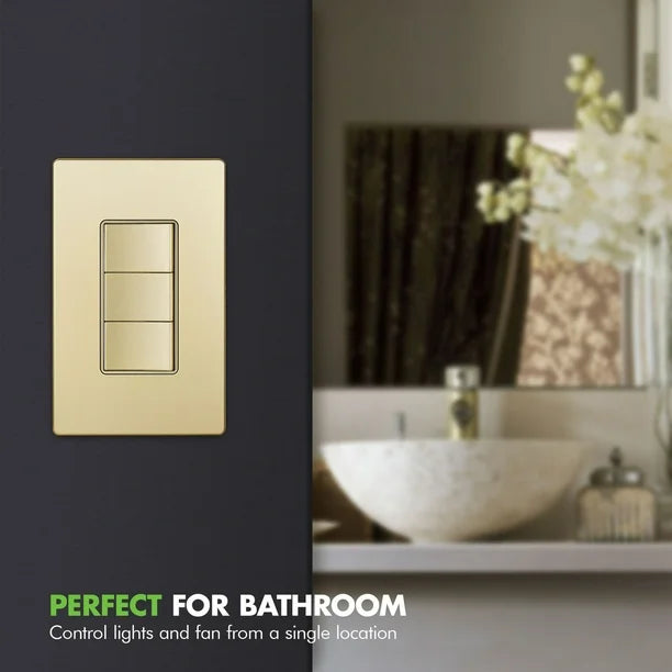 Triple Rocker Decorator Switches Combination Device Gold Finish