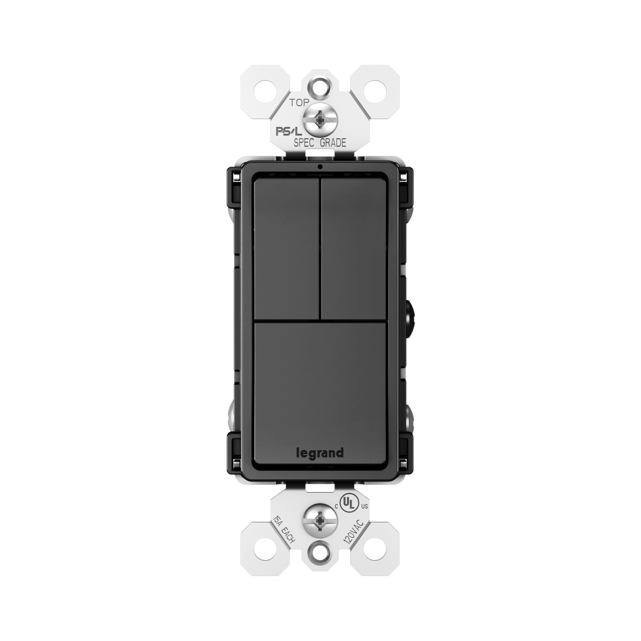 Triple Rocker Decorator Switches Combination Device Matte Black Finish