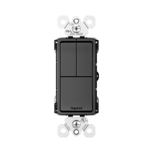 Triple Rocker Decorator Switches Combination Device Matte Black Finish
