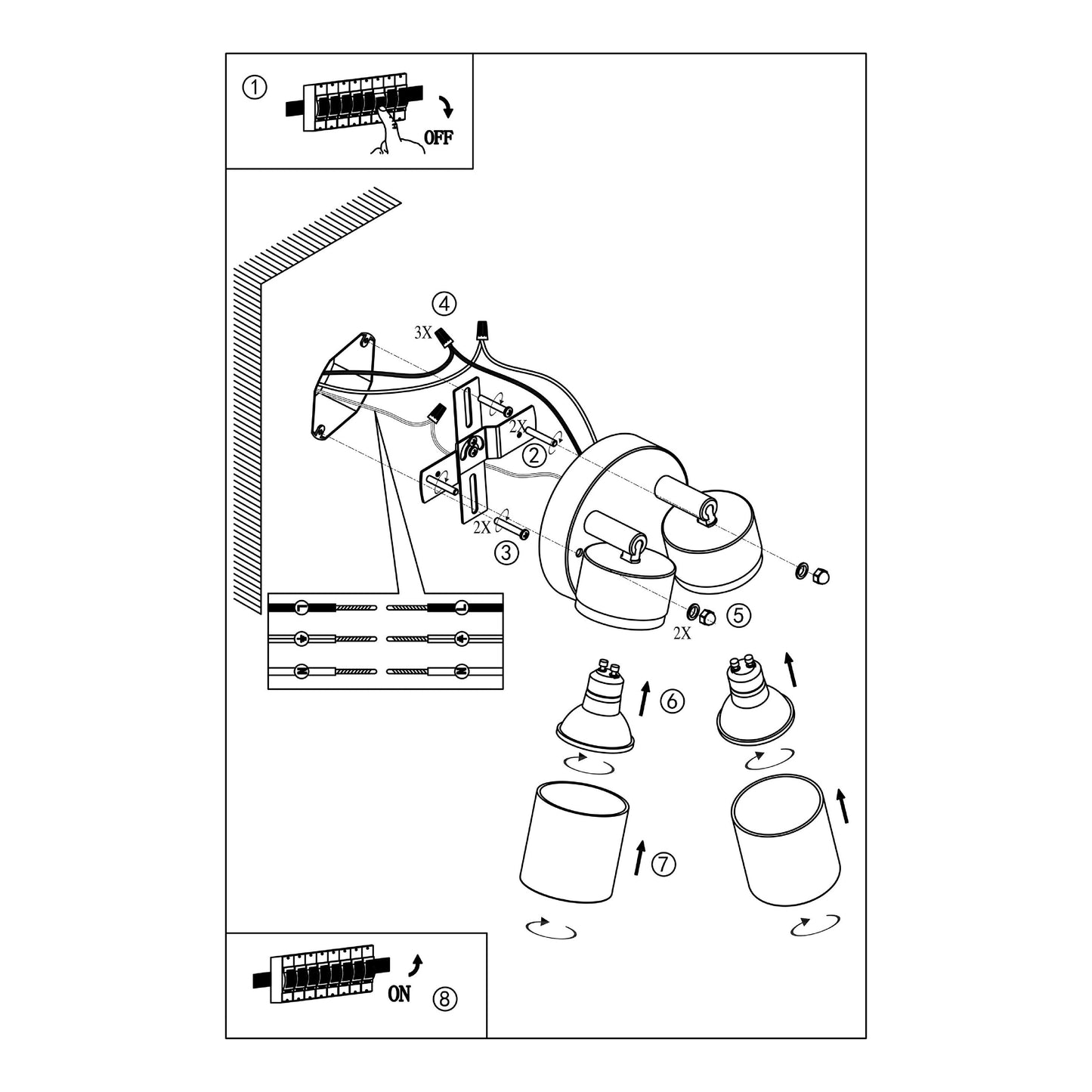 Las Marias Series / Outdoor Wall Mounted 2 - Down Aluminum Light