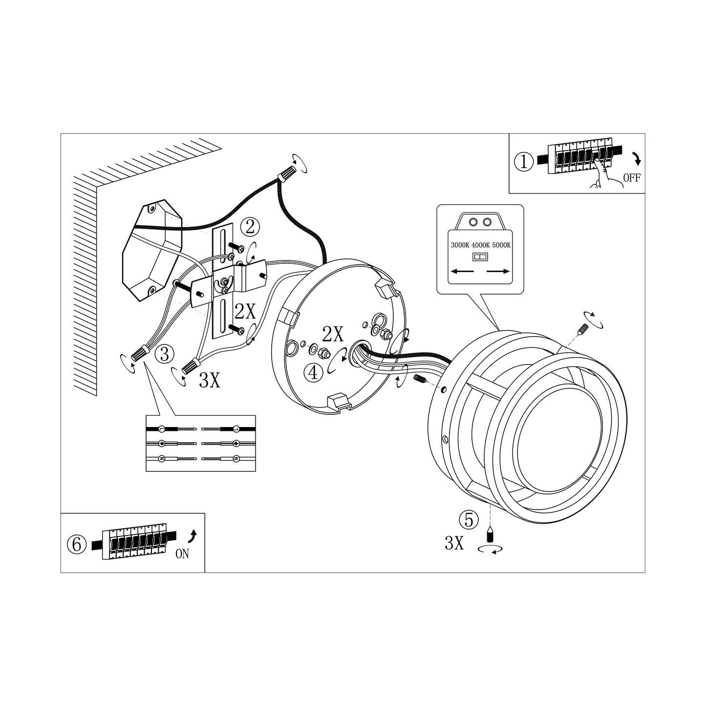 Naguabo Series / Outdoor Ceiling - Wall Mounted 3CCT Aluminum Light