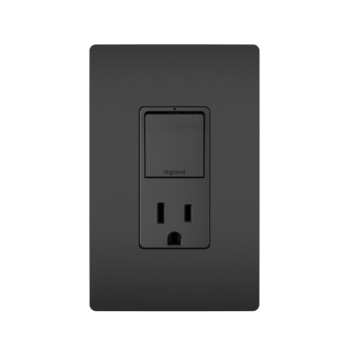 Combination Single Pole/3-Way Switch & 15A Tamper-Resistant Decorator Receptacle Matte Black Finish