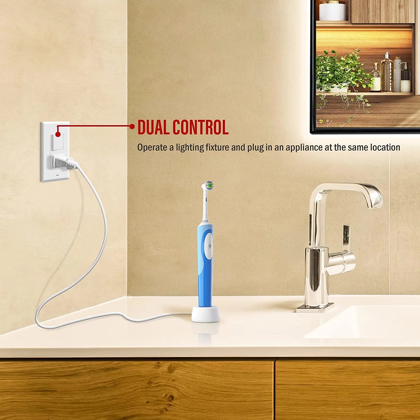 Combination 15A Switch/Tamper-Resistant Decorator Receptacle Single Pole Glossy White Finish