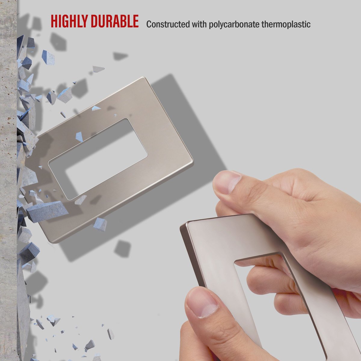 Screwless Decorator One-Gang Wall Plate Nickel Finish