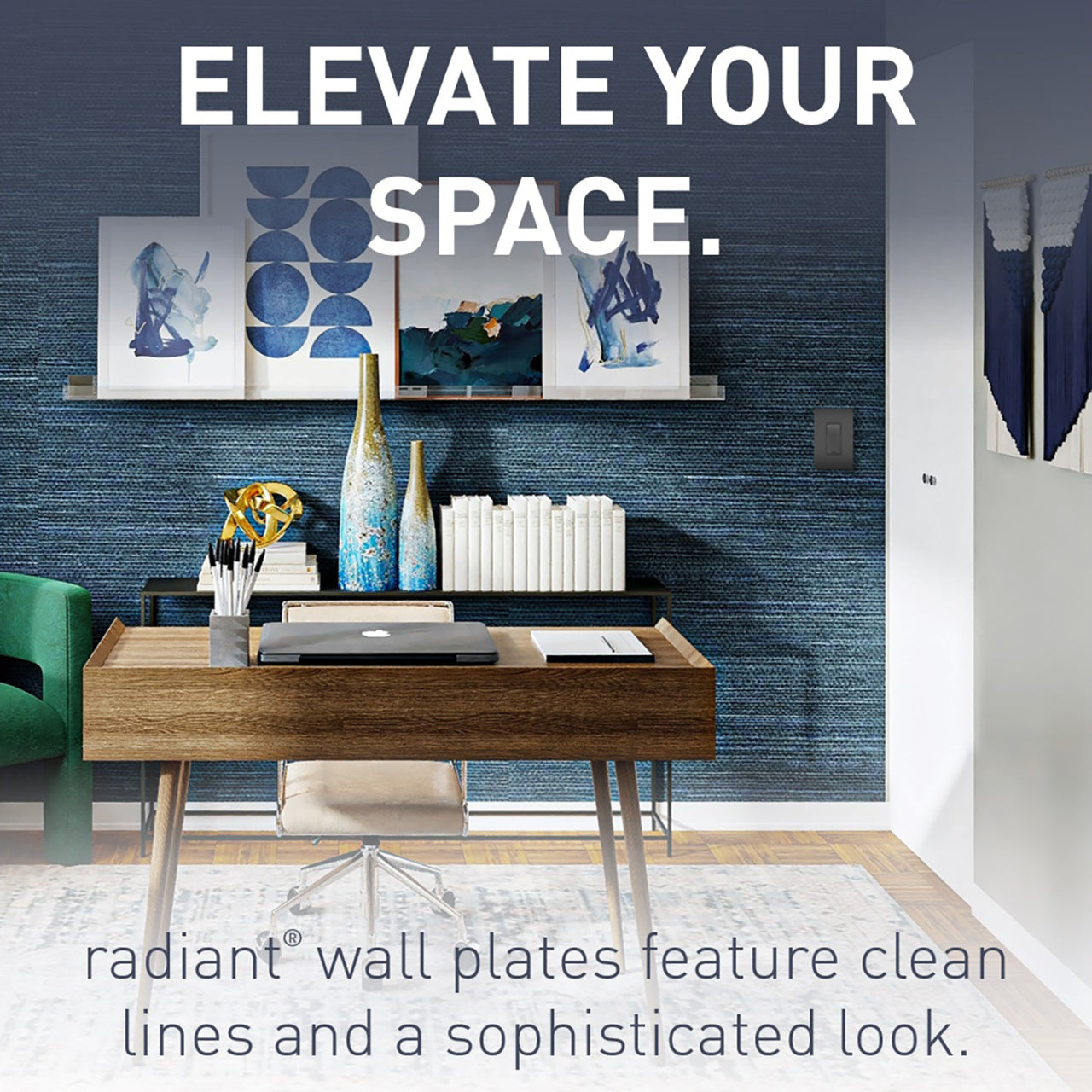 Screwless Decorator Four-Gang Wall Plate Matte Black Finish