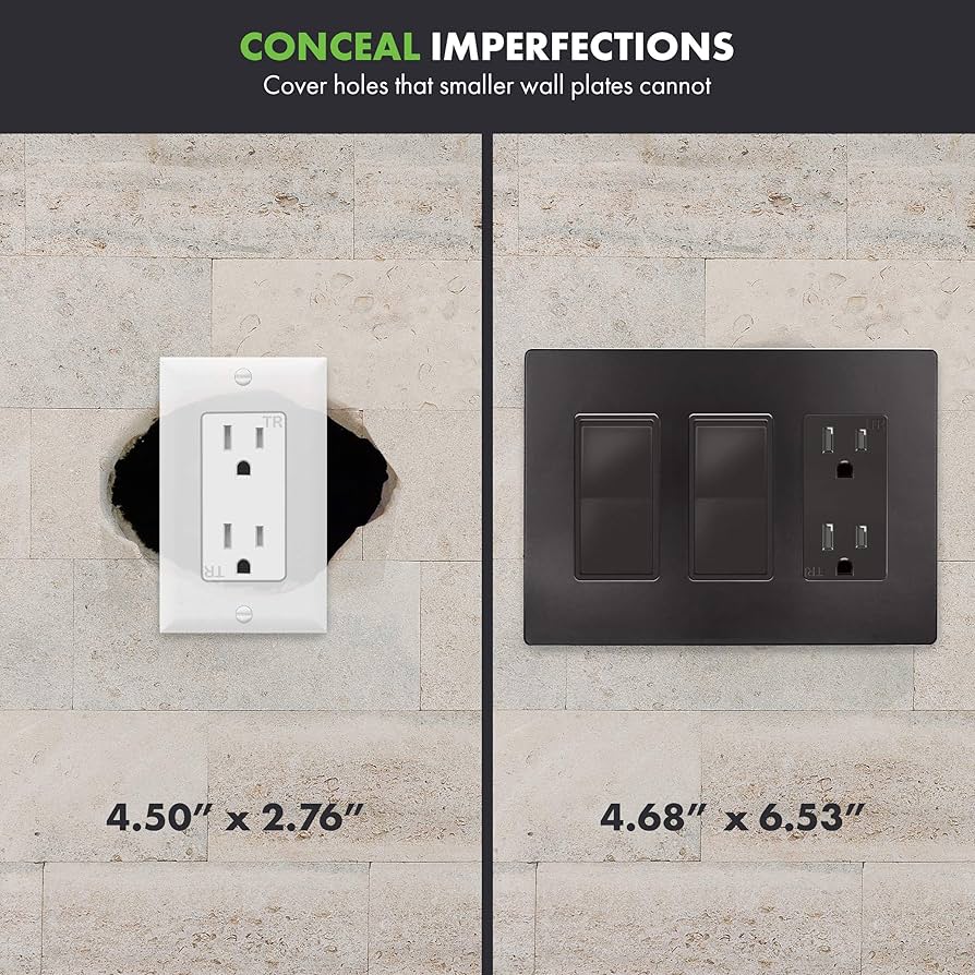 Screwless Decorator Three-Gang Wall Plate Dark Bronze Finish