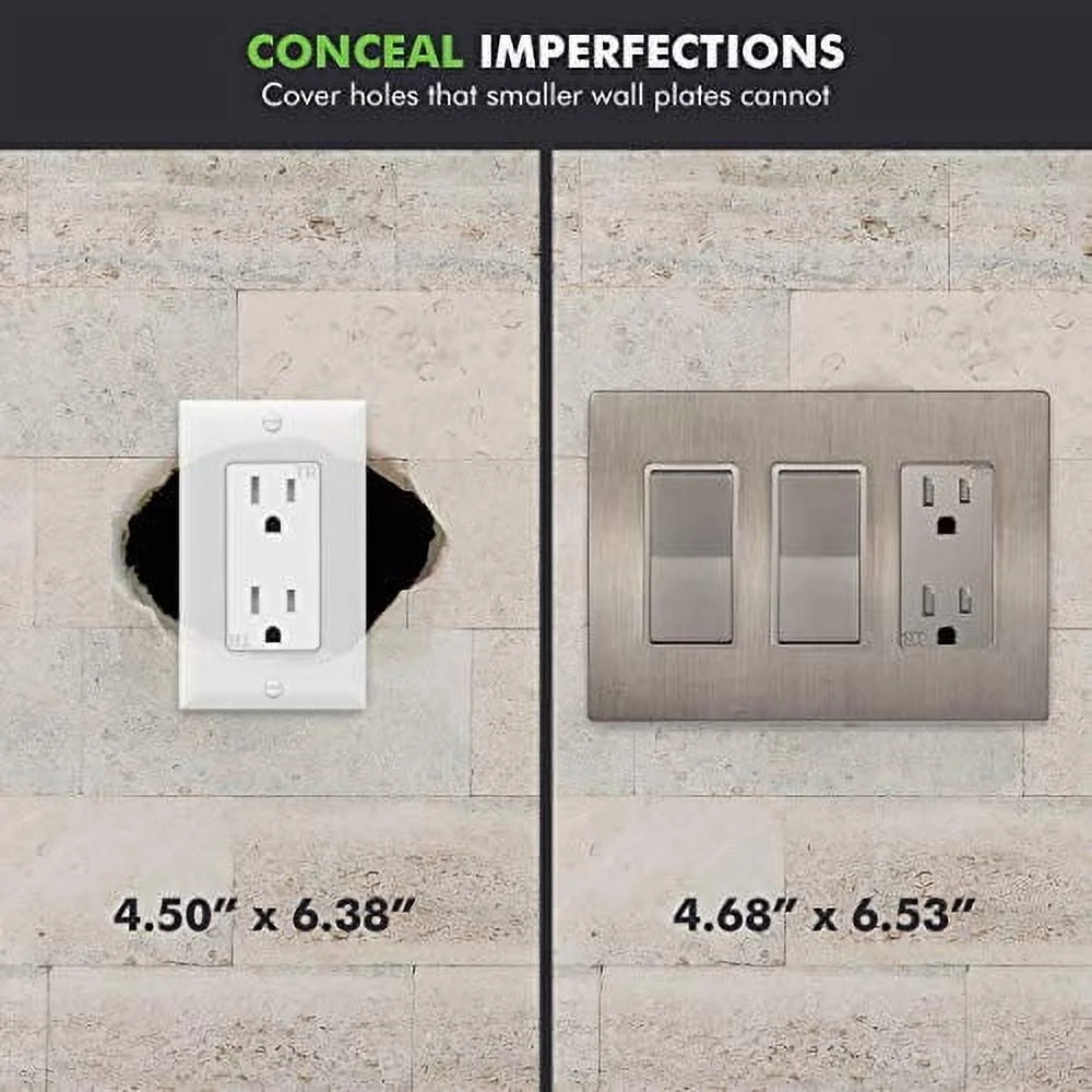 Screwless Decorator Three-Gang Wall Plate Nickel Finish