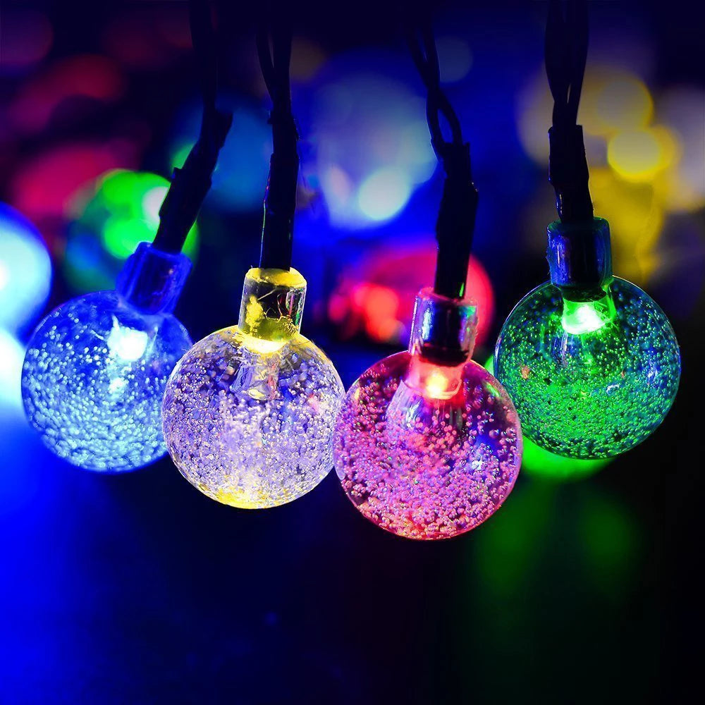 Solar String Light 100LED Bubble Bead RGB 40ft