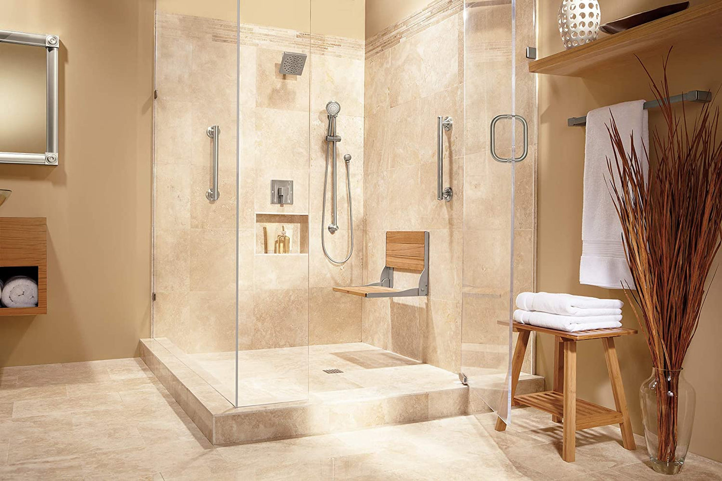 Moen Home Care Teak Folding Shower Seat #DN7110