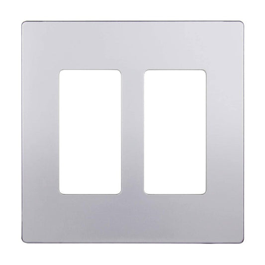 Screwless Decora Two-Gang Wall Plate Silver Finish