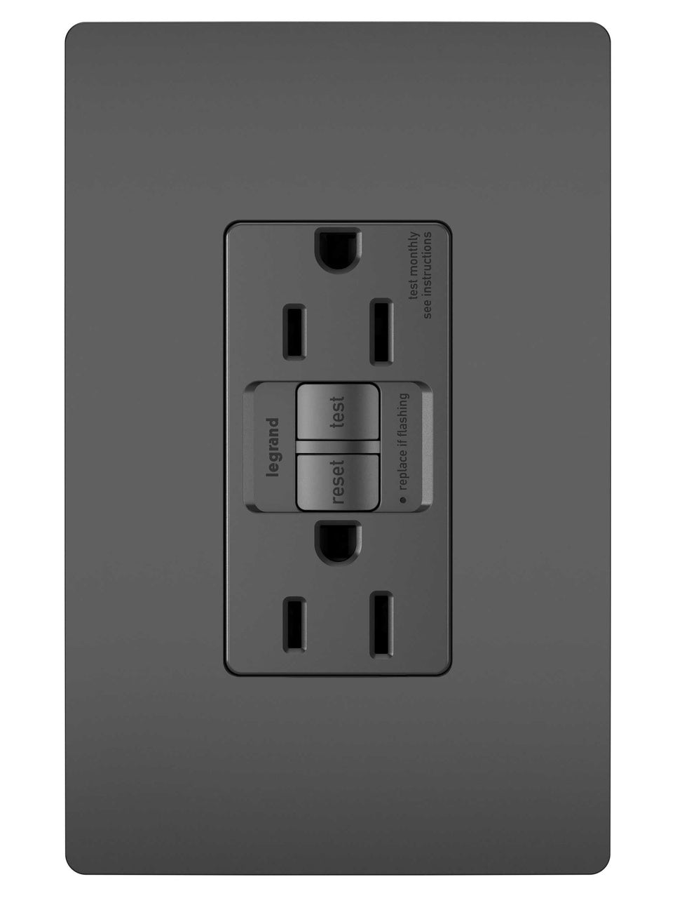 Self-Test GFCI 15A Decora Duplex Receptacles with SafeLock Protection Matte Black Finish