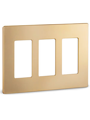 Screwless Decora Three-Gang Wall Plate Gold Finish