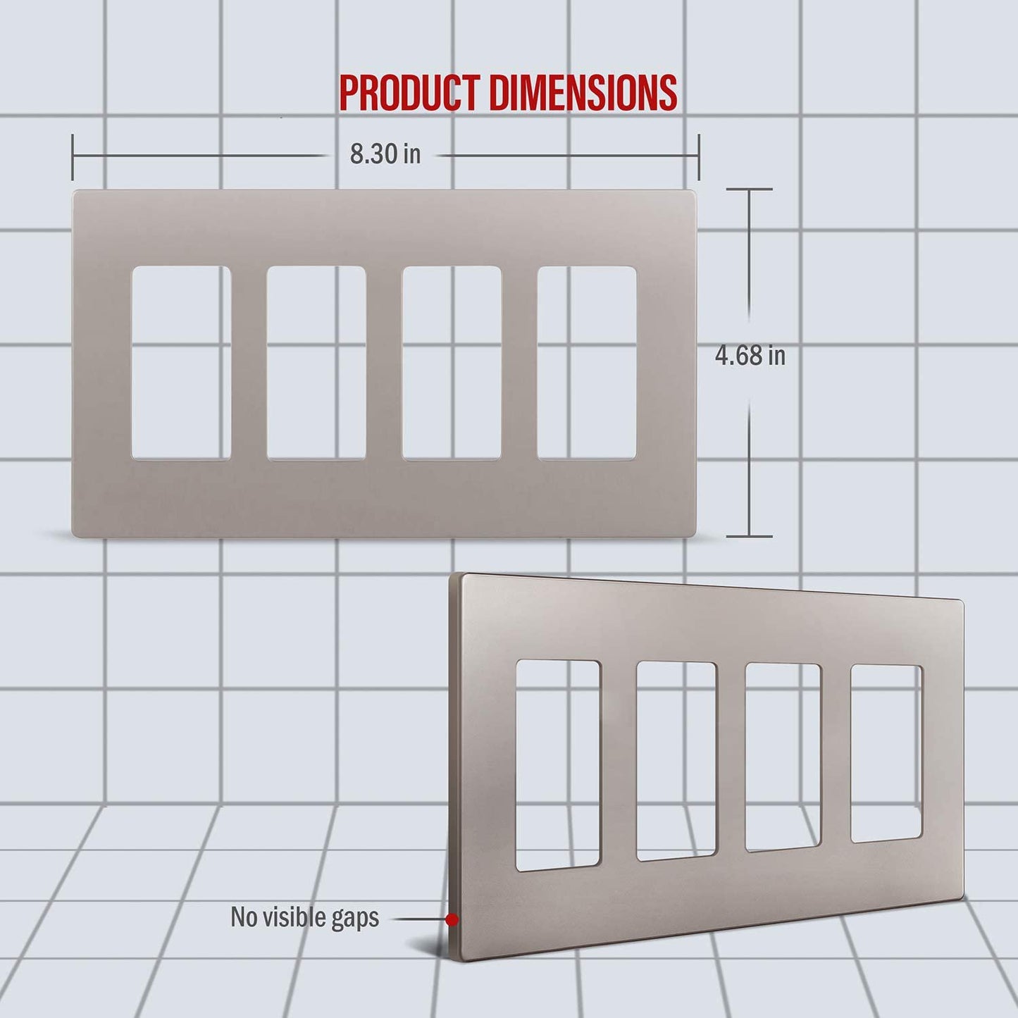 Screwless Decora Four-Gang Wall Plate Nickel Finish