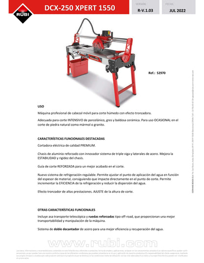 RUBI DCX-250 XPERT 1550 120V 60HZ - CORT. ELECT.