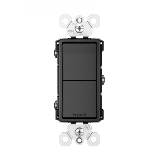 Two Single Pole Decora Switches Combination Device Matte Black Finish