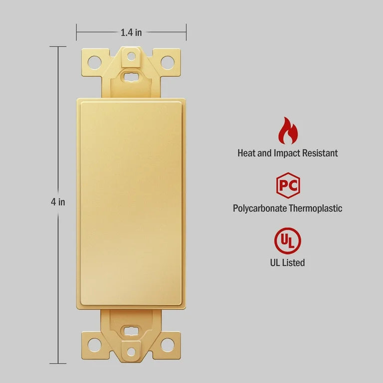 1-Gang Decora Blank Adapter Insert Gold Finish