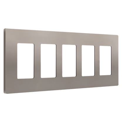 Screwless Decora Five-Gang Wall Plate Nickel Finish