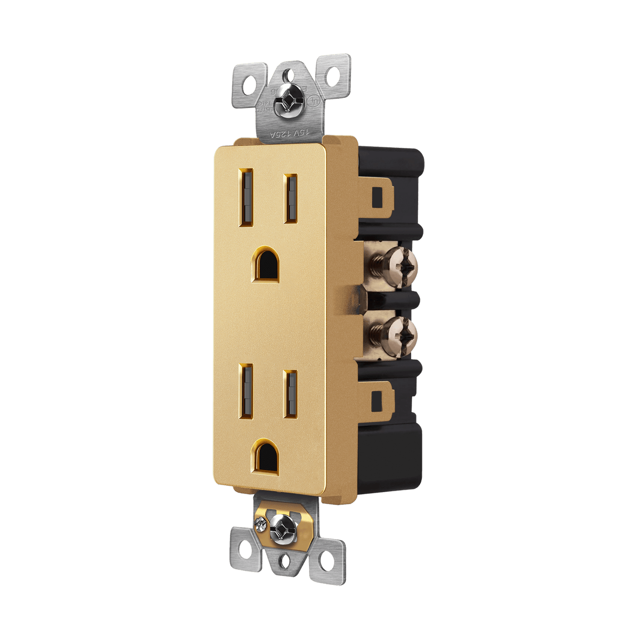 Self-Grounding Tamper-Resistant Decora Duplex Receptacle Gold Finish