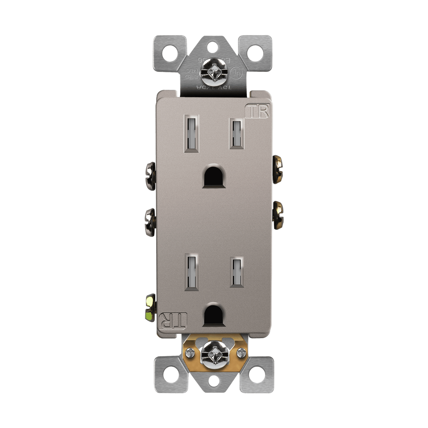 Self-Grounding Tamper-Resistant Decora Duplex Receptacle Nickel Finish