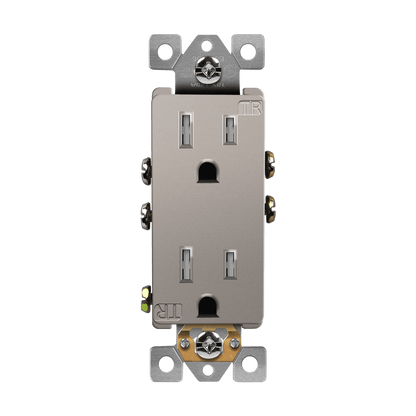 Self-Grounding Tamper-Resistant Decora Duplex Receptacle Nickel Finish