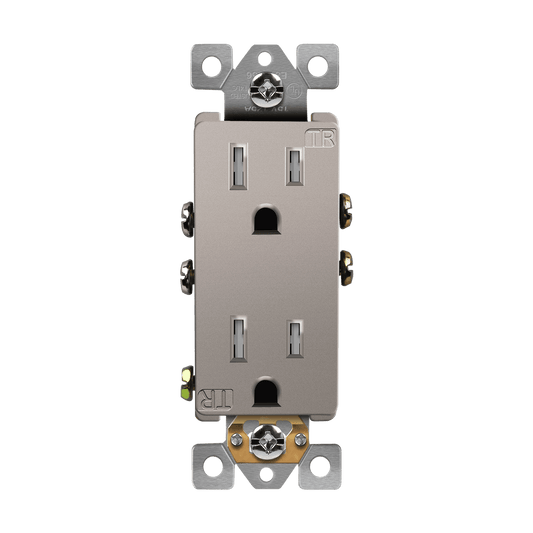 Self-Grounding Tamper-Resistant Decora Duplex Receptacle Nickel Finish