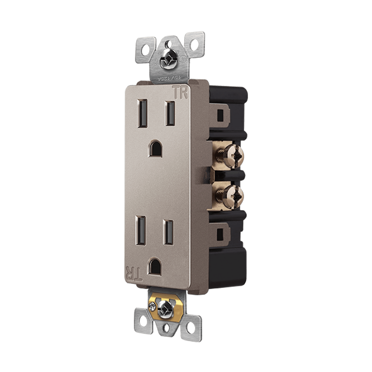 Self-Grounding Tamper-Resistant Decora Duplex Receptacle Nickel Finish