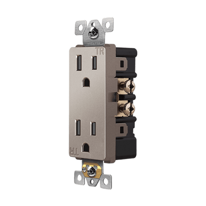 Self-Grounding Tamper-Resistant Decora Duplex Receptacle Nickel Finish