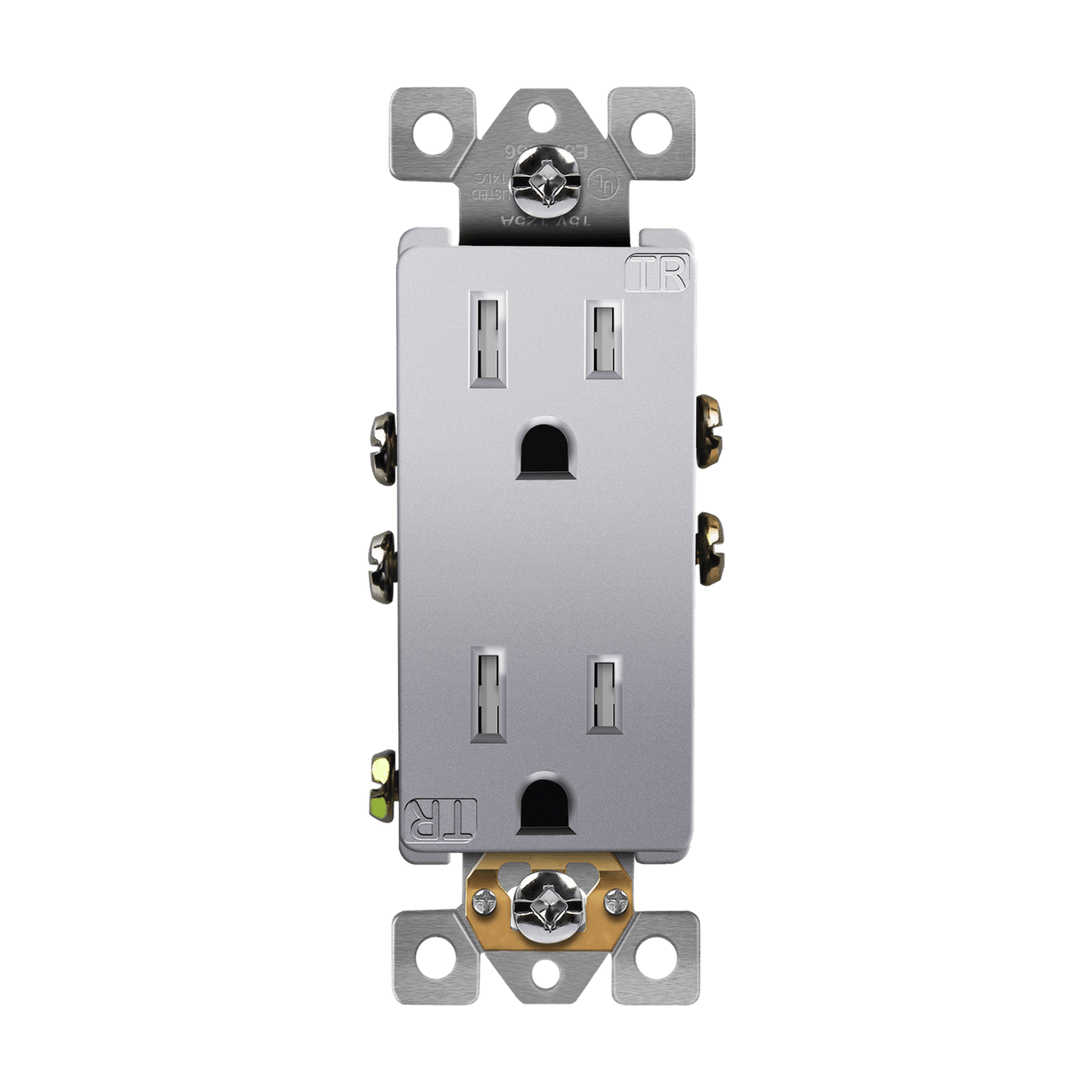 Self-Grounding Tamper-Resistant Decora Duplex Receptacle Silver Finish