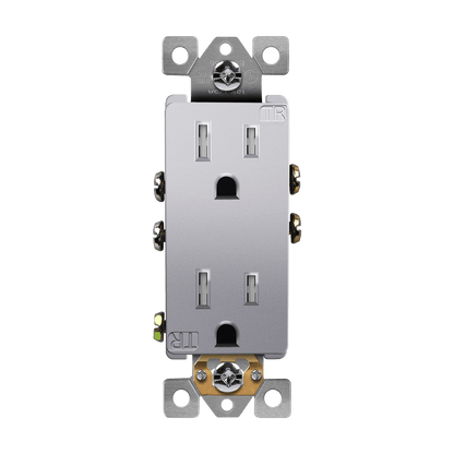 Self-Grounding Tamper-Resistant Decora Duplex Receptacle Silver Finish