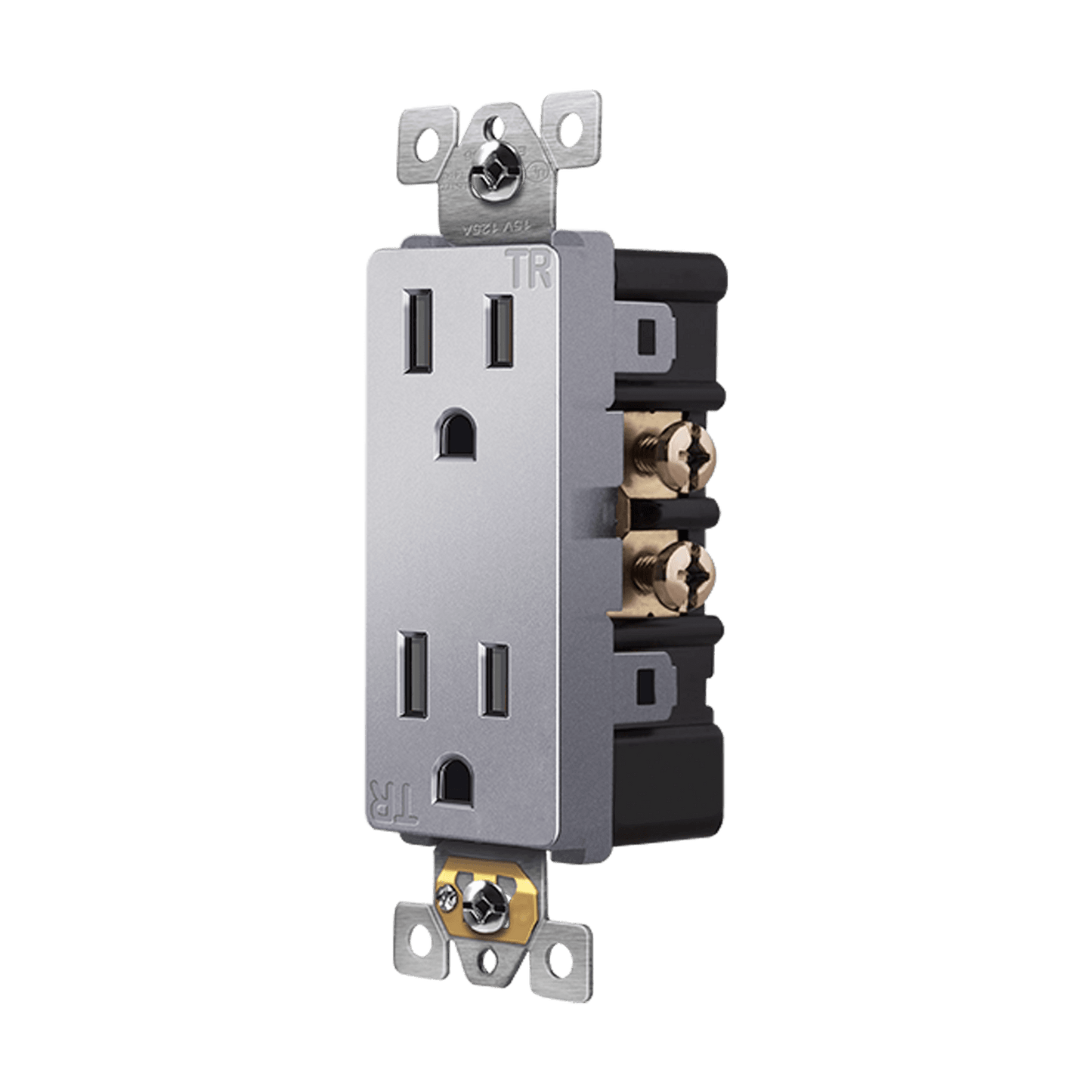 Self-Grounding Tamper-Resistant Decora Duplex Receptacle Silver Finish