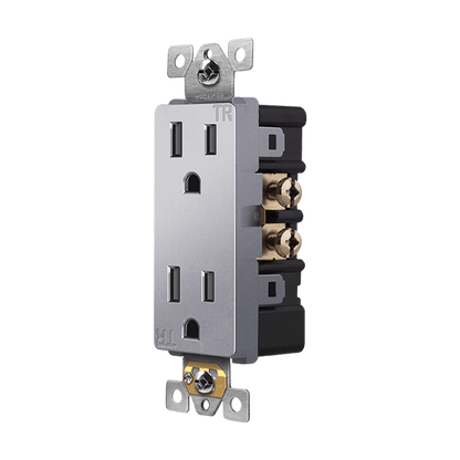 Self-Grounding Tamper-Resistant Decora Duplex Receptacle Silver Finish