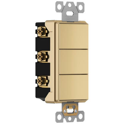 Triple Rocker Decora Switches Combination Device Gold Finish