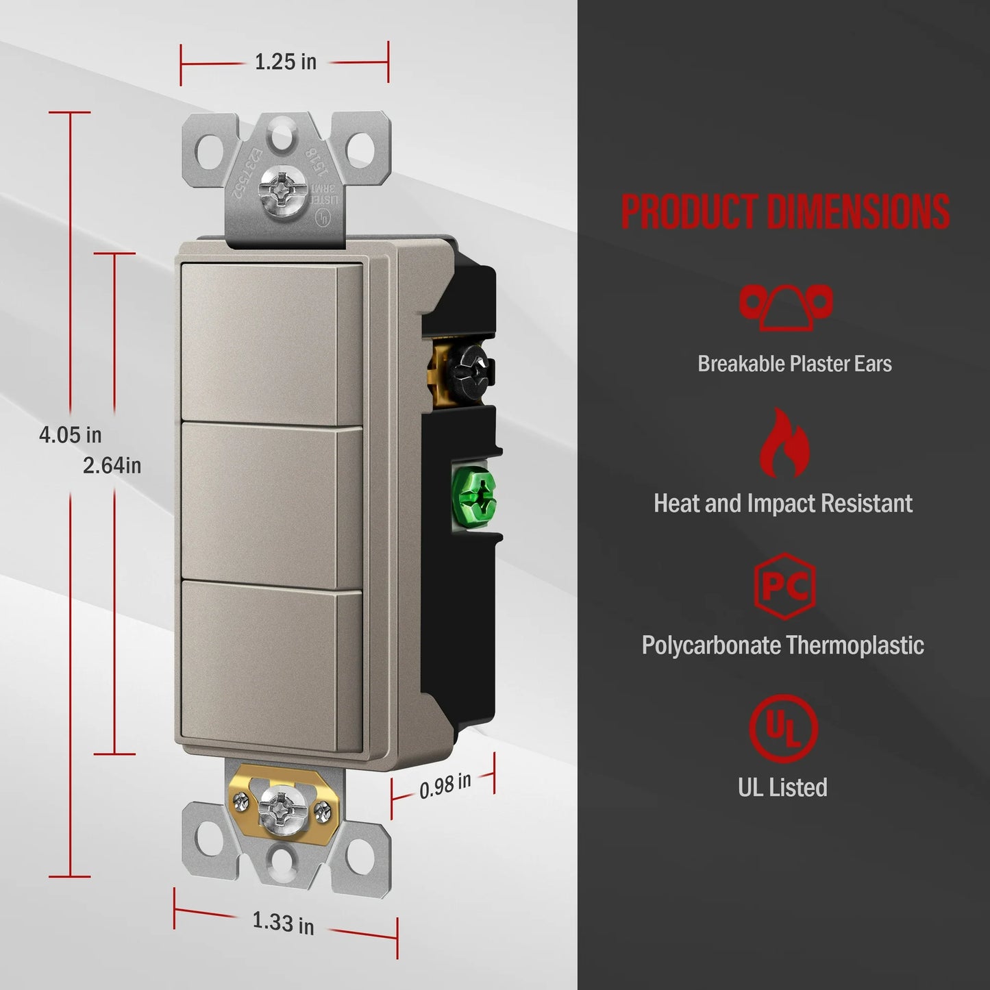 Triple Rocker Decora Switches Combination Device Nickel Finish