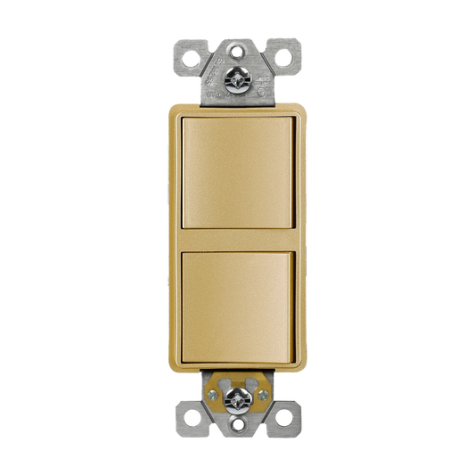 Two Single Pole Decora Switches Combination Device Gold Finish