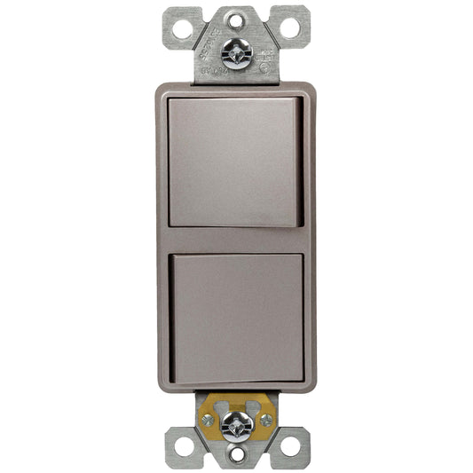 Two Single Pole Decora Switches Combination Device Nickel Finish